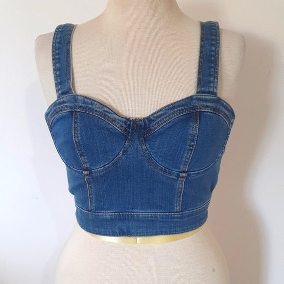 Bardot Tops - Bardot Size 12 Denim Crop Bustier
